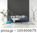 Interior living room with sofa and decorations. Scandinavian design. 3D render 105400679