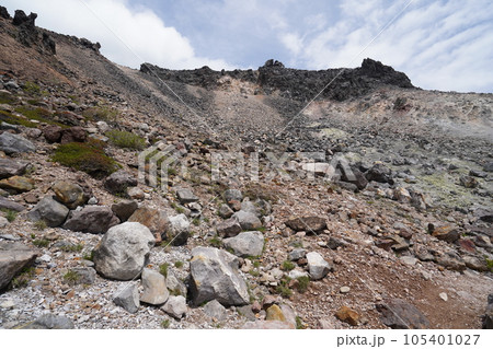 茶臼岳中腹の無限地獄付近から山頂方面を見る 2023年5月30日 茶臼岳中腹の無限地獄付近から山頂方面を見る 2023年5月30日 105401027