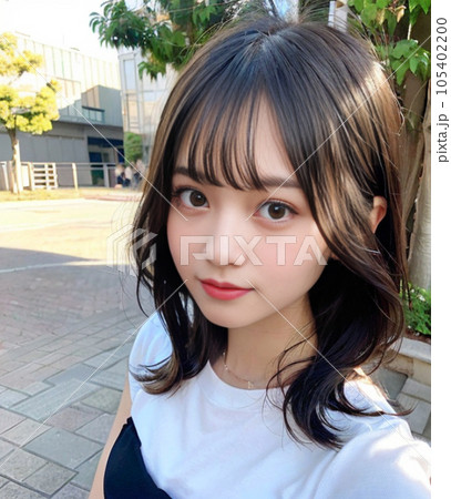 こちらを見つめる美人女子高校生 105402200