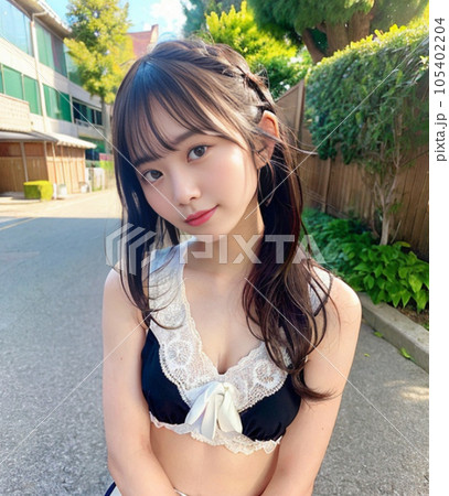 こちらを見つめる美人女子高校生 こちらを見つめる美人女子高校生 105402204