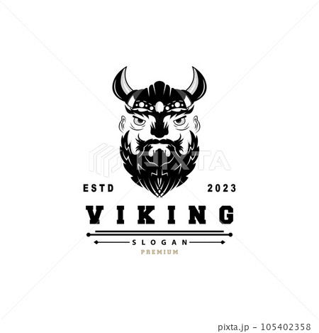 Viking logo, Vector illustration of Viking God, Simple Barbarian Sparta Inspiration Design, Templet Illustration 105402358