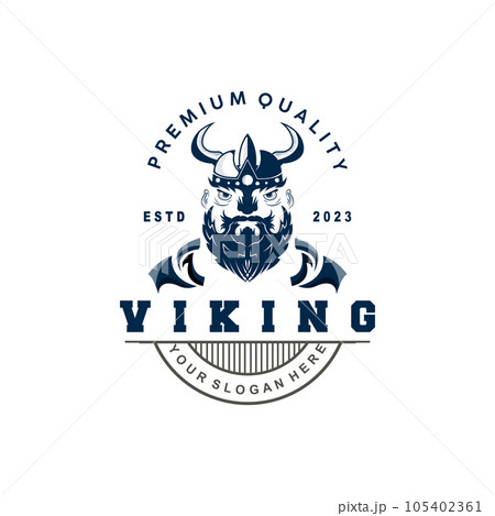 Viking logo, Vector illustration of Viking God, Simple Barbarian Sparta Inspiration Design, Templet Illustration Viking logo, Vector illustration of Viking God, Simple Barbarian Sparta Inspiration Design, Templet Illustration 105402361