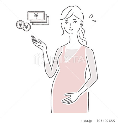 妊婦とお金（困り顔） 105402635