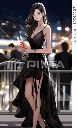 ナイトパーティに参加する若い女性　Generative AI 105402874