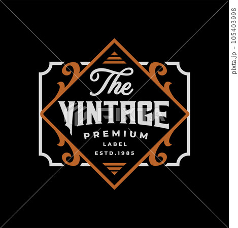 Logo design Badge Design Classic Retro Vintage Style, Vintage framed logo. Antique labels. Logo design Badge Design Classic Retro Vintage Style, Vintage framed logo. Antique labels. 105403998