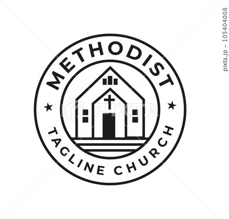 Methodist church design inspiration simple logo stamp Education Logo design vector 105404008