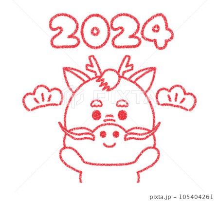 2024辰年/松/はんこ風 105404261