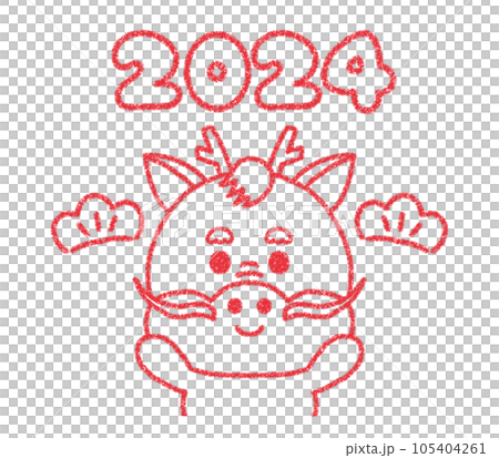 2024辰年/松/はんこ風 105404261