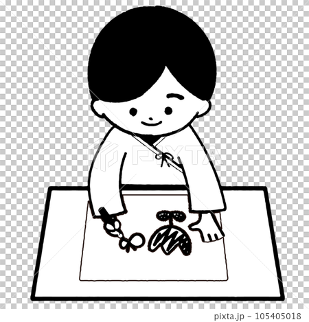 住院男孩正在享受繪畫(黑白) 住院男孩正在享受繪畫(黑白) 105405018