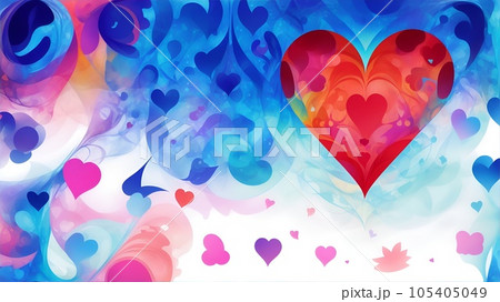 ハートマークをモチーフにした幾何学的なカラフルな壁紙 105405049