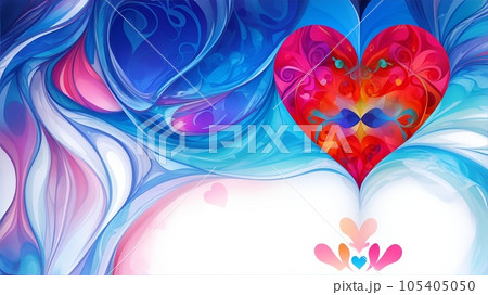 ハートマークをモチーフにした幾何学的なカラフルな壁紙 105405050