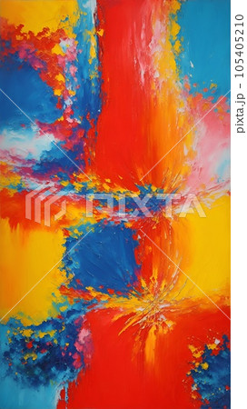 油絵風の抽象画をモチーフにしたカラフルな壁紙 油絵風の抽象画をモチーフにしたカラフルな壁紙 105405210