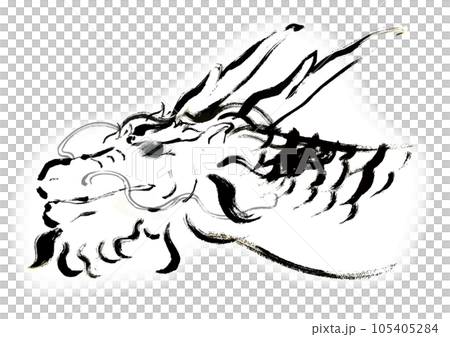 龍　横顔　手描き和風イラスト 105405284