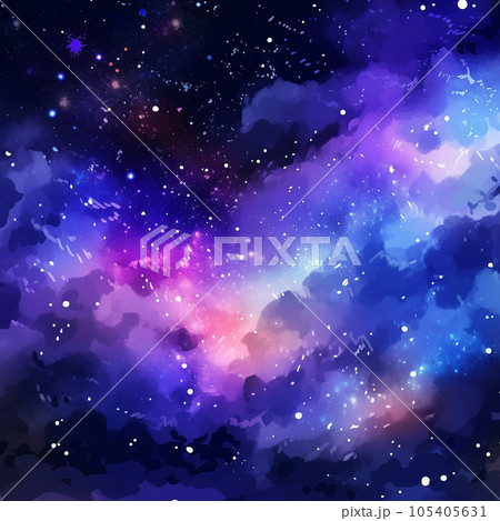 宇宙に銀河が広がる背景イラスト　Generative AI 105405631