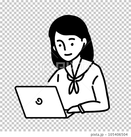パソコンを使う女子生徒 105406504
