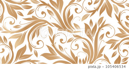 Vector illustration Seamless pattern with ornamental golden colors for Fashionable modern wallpaper or textile, book covers, Digital interfaces, prints designs templates materials, wedding invitations Vector illustration Seamless pattern with ornamental golden colors for Fashionable modern wallpaper or textile, book covers, Digital interfaces, prints designs templates materials, wedding invitations 105406534