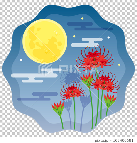 夜空の満月と彼岸花1 105406591