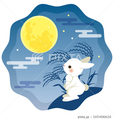 夜空の満月とウサギ 夜空の満月とウサギ 105406620