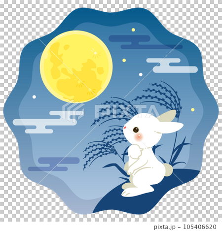 夜空の満月とウサギ 夜空の満月とウサギ 105406620