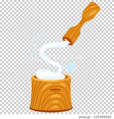 用研缽和研杵搗碎麻糬 105406688