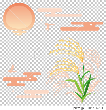 Sunset, pampas grass, and dragonfly silhouette 1 105406701