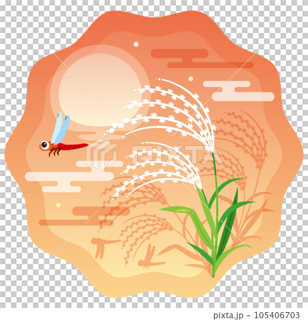 Sunset, pampas grass and dragonfly 1 Sunset, pampas grass and dragonfly 1 105406703