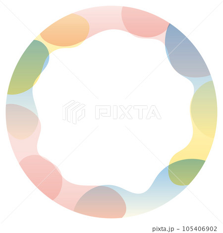 波のようなかわいいカラフルな丸いフレームのベクター素材 105406902