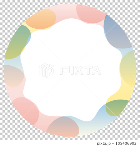 波のようなかわいいカラフルな丸いフレームのベクター素材 105406902