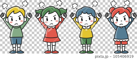 angry girl and boy illustration set 105406919