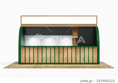 Green and wood booth exhibition stand display mockup design for event trade show, 3D rendering. Green and wood booth exhibition stand display mockup design for event trade show, 3D rendering. 105408322