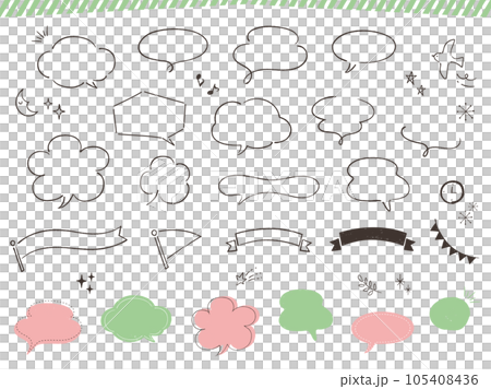 Yurukawa speech bubble set hand drawn 105408436