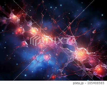 Neural cell neurons connecting the brain Generative AI 105408565