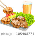 唐揚げ　ビール　イラスト 105408774