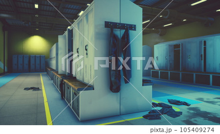 empty dressing room in old factory empty dressing room in old factory 105409274