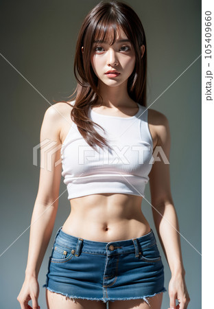 AI-generated image [person] woman with long hair - Stock