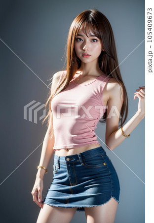 AI生成画像【人物】ロングヘアの女性 105409673