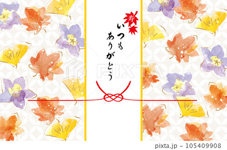 敬老の日　秋の紅葉と和モダン おしゃれな背景イラスト 105409908