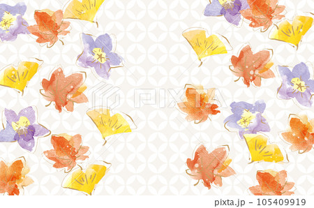 秋の紅葉と和モダン おしゃれな背景イラスト 105409919