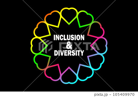 Inclusion and diversity concept with gradient hearts in black background Inclusion and diversity concept with gradient hearts in black background 105409970