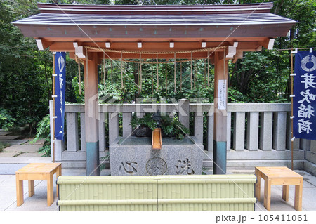 Fukutoku Jinja Shrine Mebuki Inari in Nihombashi, Tokyo, Japan. July 20, 2023 105411061
