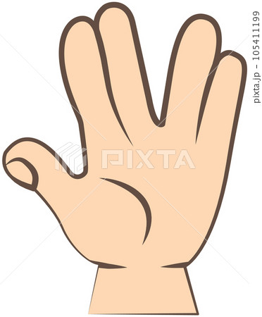 Human hand in cartoon style isolated on white, hand waving. Hello welcome or goodbye gesture Human hand in cartoon style isolated on white, hand waving. Hello welcome or goodbye gesture 105411199