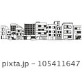 線で描いたレトロな日本のビルの街並み 105411647