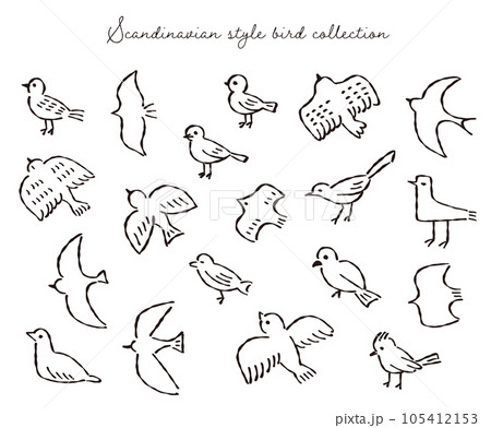 北欧風デザインの鳥イラストコレクション 105412153