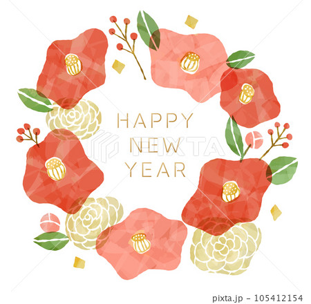 ツバキの年賀状素材 105412154