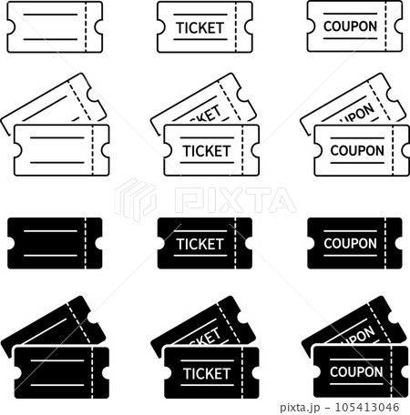チケットとクーポンのアイコンセット チケットとクーポンのアイコンセット 105413046