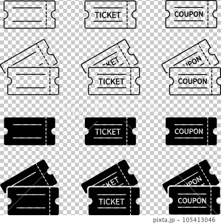 チケットとクーポンのアイコンセット チケットとクーポンのアイコンセット 105413046