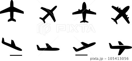 飛行機のシルエットアイコンセット 105413056