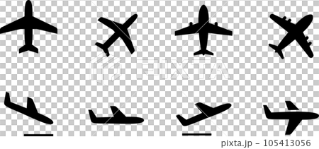 飛機剪影圖標集 105413056