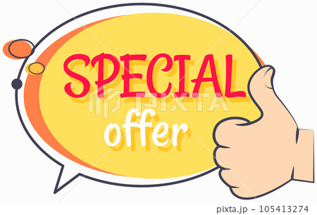 Big sale banner. Sale and discounts. Vector illustration white text and hand on black background Big sale banner. Sale and discounts. Vector illustration white text and hand on black background 105413274