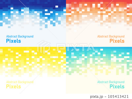 Abstract pixels disintegrate pattern set. geometric mosaic background, red green yellow and blue color gradient, vector illustration template for wallpaper, wrapping paper, web banner, website, Abstract pixels disintegrate pattern set. geometric mosaic background, red green yellow and blue color gradient, vector illustration template for wallpaper, wrapping paper, web banner, website, 105413421